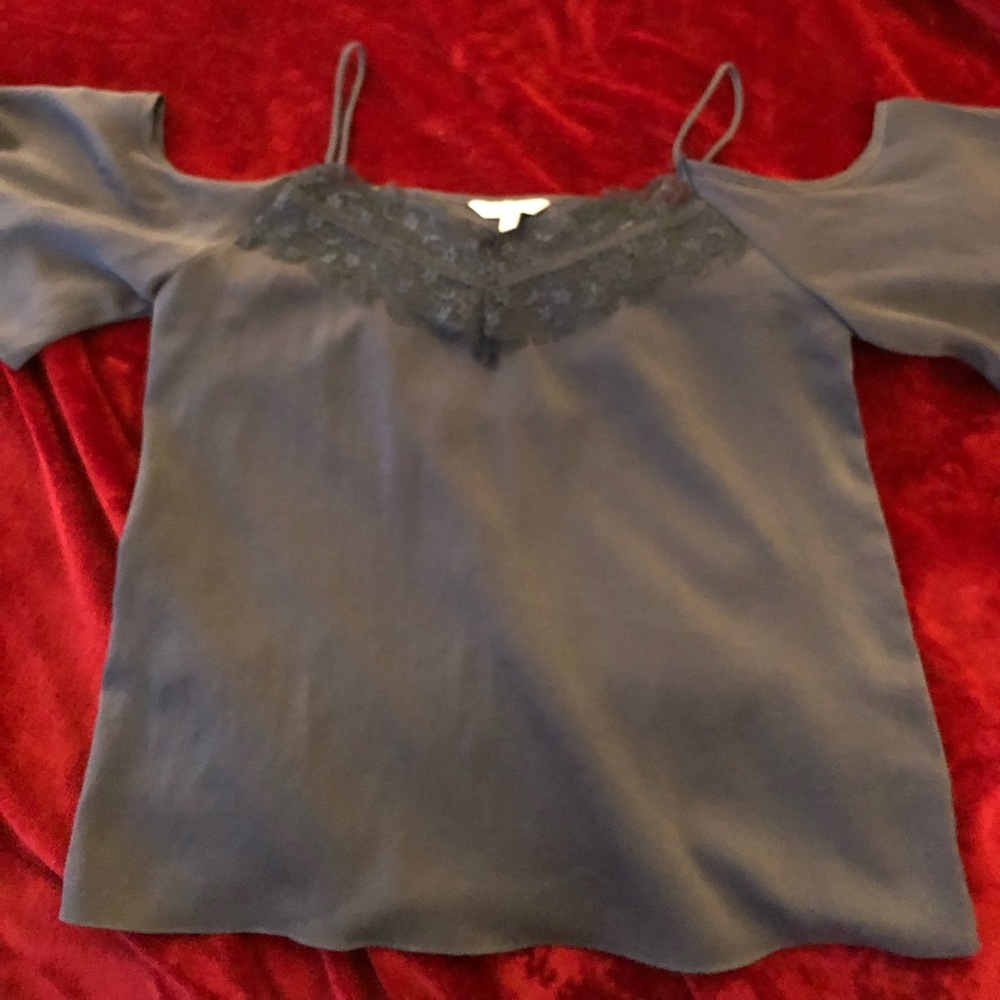 Navy light weight scoop shoulder blouse